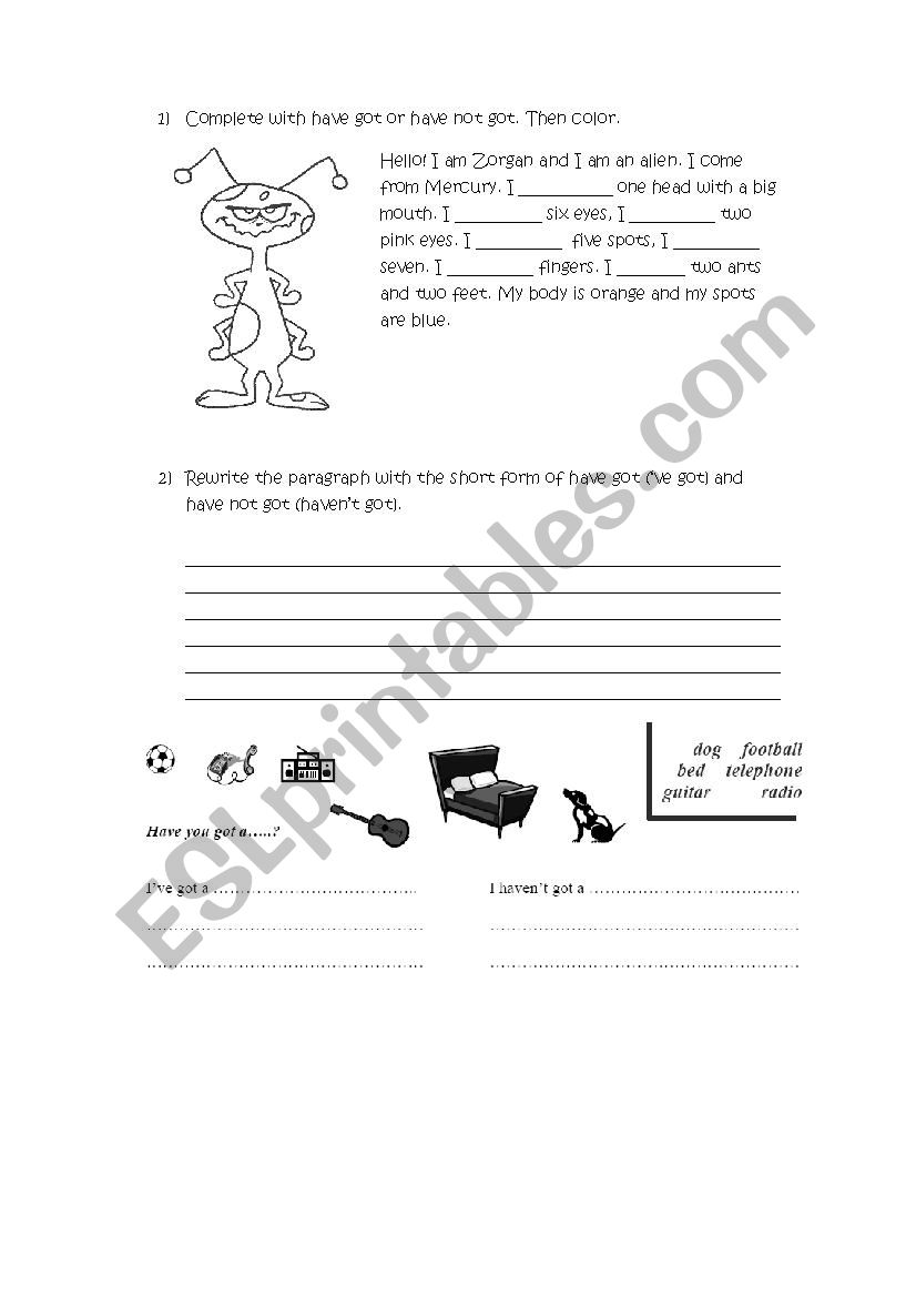 Have got VS. Haven`t got worksheet